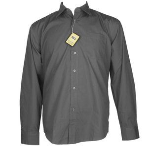 Desire Collection Men's Long Sleeve Classic Fit Pocket Dress Shirt - Dark Grey